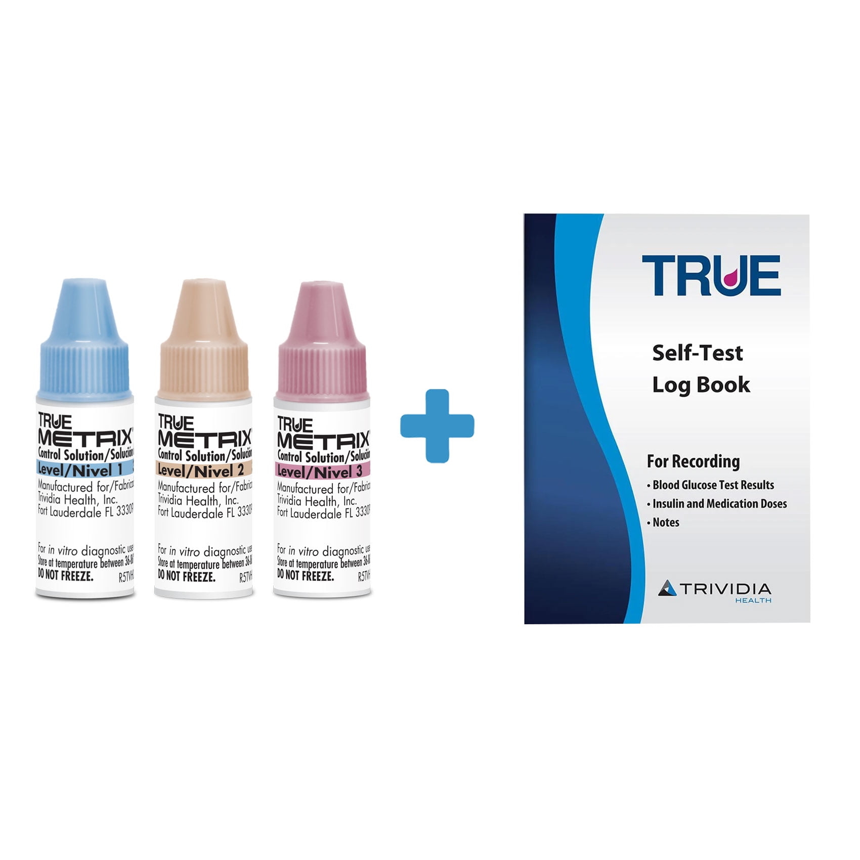 TRUE METRIX Control Bundle Levels 1, 2 and 3 and a TRUEplus Logbook for TRUE METRIX Test Strips
