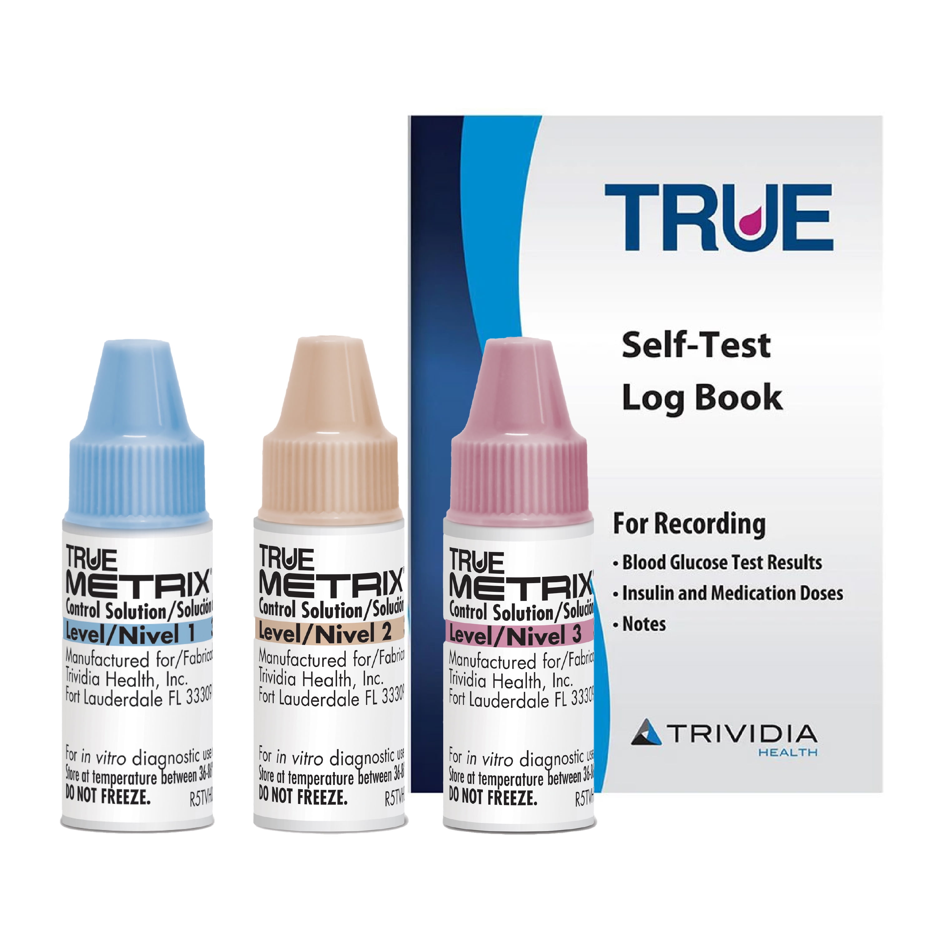 TRUE METRIX Control Bundle Levels 1, 2 and 3 and a TRUEplus Logbook for TRUE METRIX Test Strips