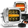 thumbnail image 1 of TRUE MODS 3" 120W Amber LED Pods Offroad Driving Light Cube [Amber Turn Signal Marker Light] Off-Road Lights for UTV ATV Jeep Wrangler Truck Pick-Up Auto - Chrome, 1 of 9