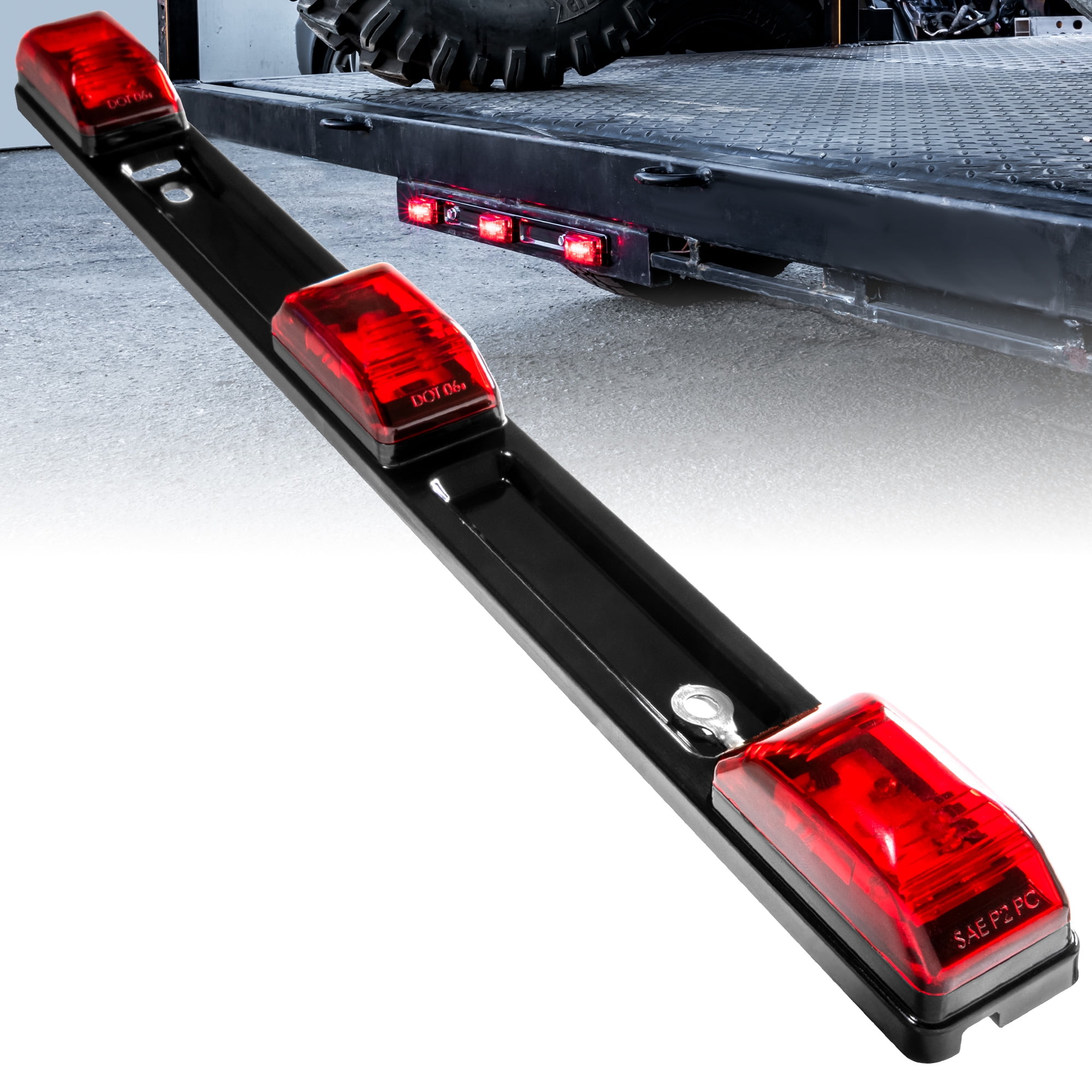 TRUE MODS 15" LED 3 Red Trailer Light Bar [DOT FMVSS 108] [SAE P2