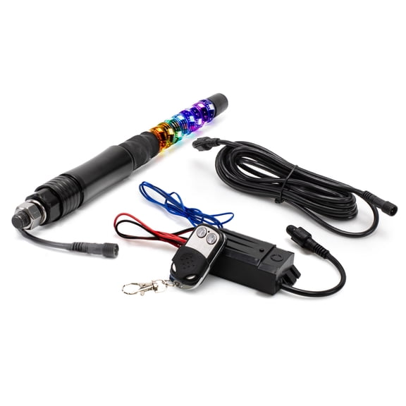TRUE MODS 1ft Spiral RGB LED Whip Light for UTV ATV [Bluetooth App] Off Road Waterproof LED Lighted Whip CB Antenna Pole Stick for RZR Can-Am Polaris SxS 4x4 Quad Dune Buggy 4 Wheeler Accessories