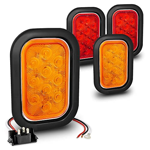 TRUE MODS 2 Red + 2 Amber + 2 White 5" x 3" LED Trailer Tail Light Kit