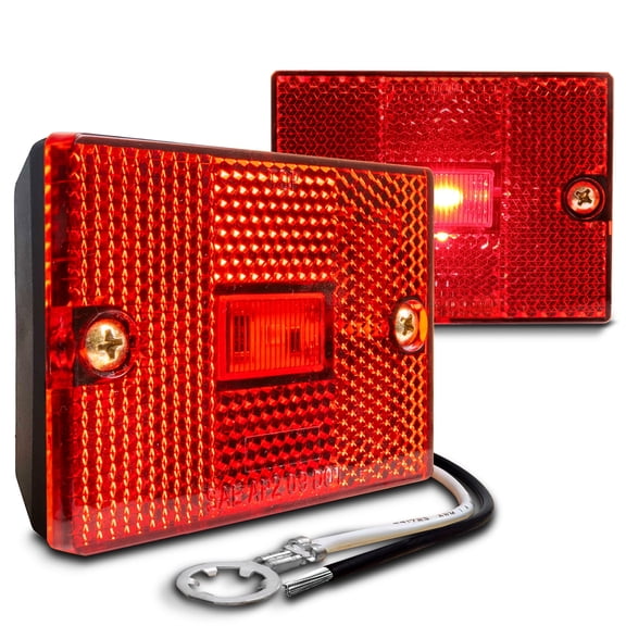 TRUE MODS 2pc 2x3 3x2 Inch Red LED Stud-Mount Side Marker Light [DOT FMVSS-108] [SAE AP2] [IP67 Waterproof] [Integrated Reflector] for Utility Boat Trailers Over 80" Camper RV Clearance Light