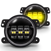 TRUE MODS 60W Amber 4 Inch Round LED Fog Lights Replacement for 2007-2018 Jeep Wrangler JK JKU 2018-2026 Wrangler JL JLU Gladiator JT Rubicon Sahara Plastic Front Bumper Light Off-Road Driving Lamp
