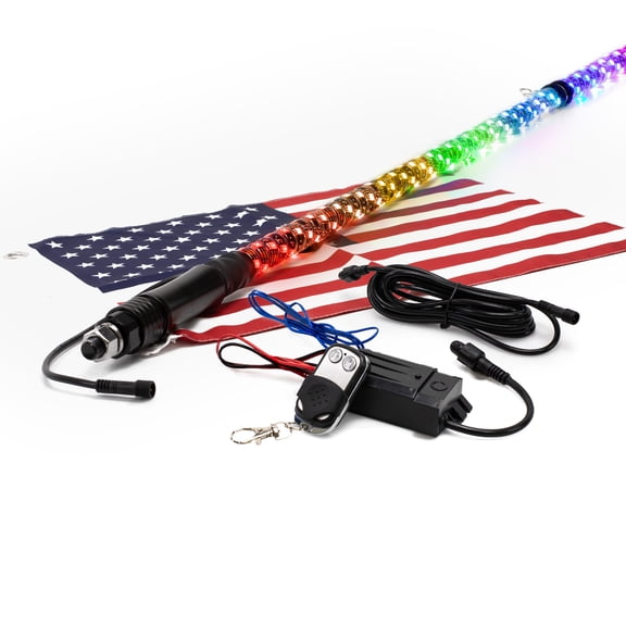 TRUE MODS 4ft Spiral RGB LED Whip Light for UTV ATV [Bluetooth App] Off Road Waterproof LED Lighted Whip CB Antenna Pole Stick for RZR Can-Am Polaris SxS 4x4 Quad Dune Buggy 4 Wheeler Accessories