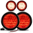 TRUE MODS 4pc 4" YPF5 Round Red 24 LED Trailer Tail Lights [DOT