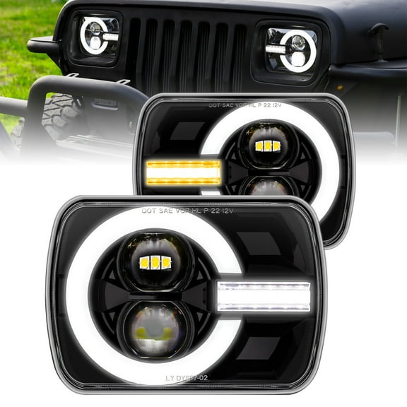 TRUE MODS 5x7 7x6 H6054 LED Headlights Compatible w/ Jeep Wrangler YJ Cherokee XJ Comanche MJ Ford Chevy Chevrolet GMC TOYOTA Nissan Dodge [DOT Approved] [DRL] [Turn Signals] [Hi/Low Sealed Beam]