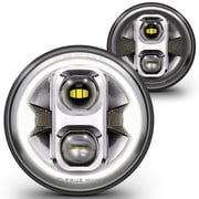 TRUE MODS 7 Inch LED Headlights Round H6024 [DOT-Approved] [High Low Sealed Beam] [HALO DRL & Turn Signals] [Chrome] for Jeep Wrangler JK JKU TJ LJ Chevy Ford Nissan TOYOTA Hummer LAND ROVER Mazda