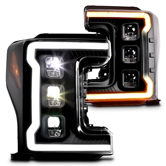 TRUE MODS Full LED Headlight Assembly Replacement for 2017-2019 Ford F250 F350 F450 F550 Super Duty w/OE LED Head Light [DOT] Sequential Turn Signal Custom Aftermarket Driver Passenger Projector Lamp