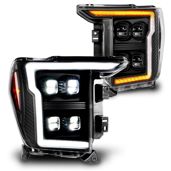 TRUE MODS Full LED Headlight Assembly Replacement for 2021-2023 Ford F150 w/ OE Halogen Bulb [DOT] Sequential Turn Signal Custom Aftermarket Driver Passenger Head Lamp Light High Low Beam Projector