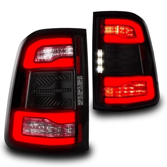TRUE MODS Full LED Tail Light Assembly Replacement for 2019-2024 Dodge Ram 1500 w/ Stock LED Taillight w/ BLIS [Smoked] [DOT] Tradesman Big Horn Laramie Rebel Laramie Longhorn Limited Rear Lamp