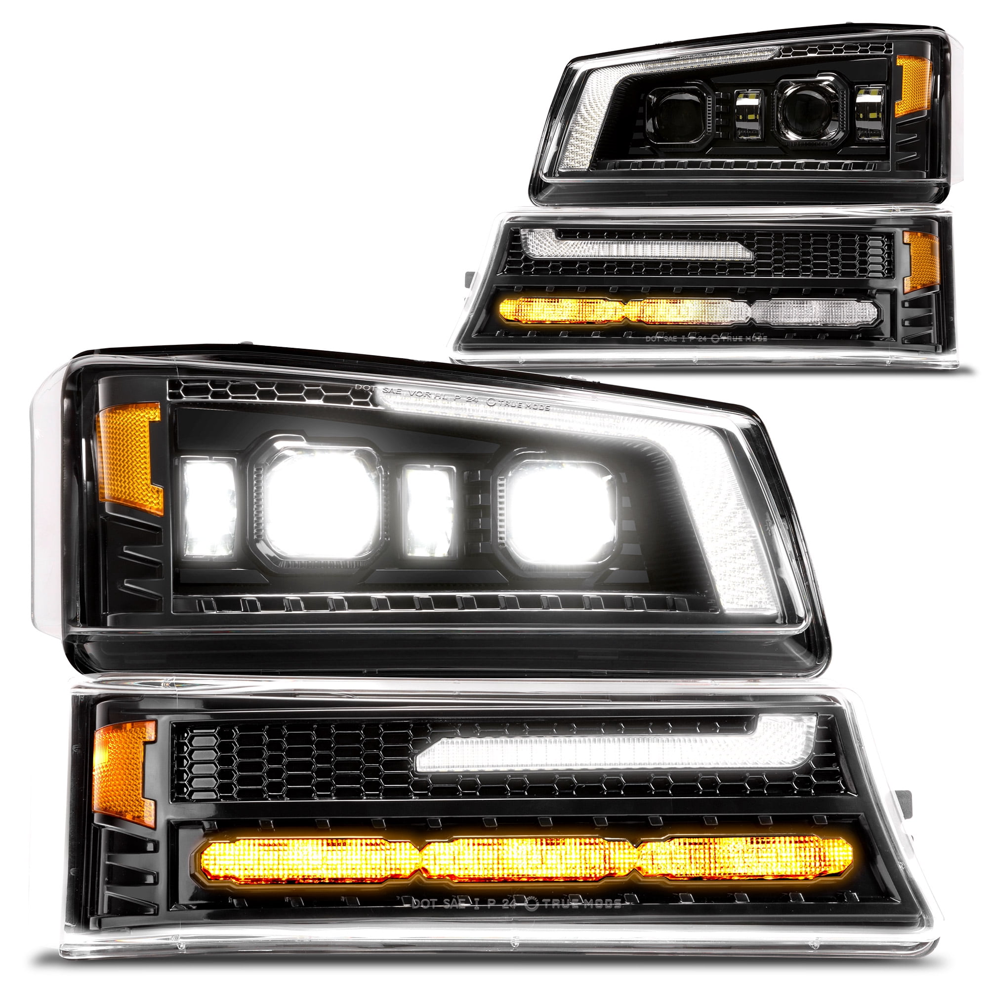 TRUE MODS Black Full LED Headlight Assembly Replacement for