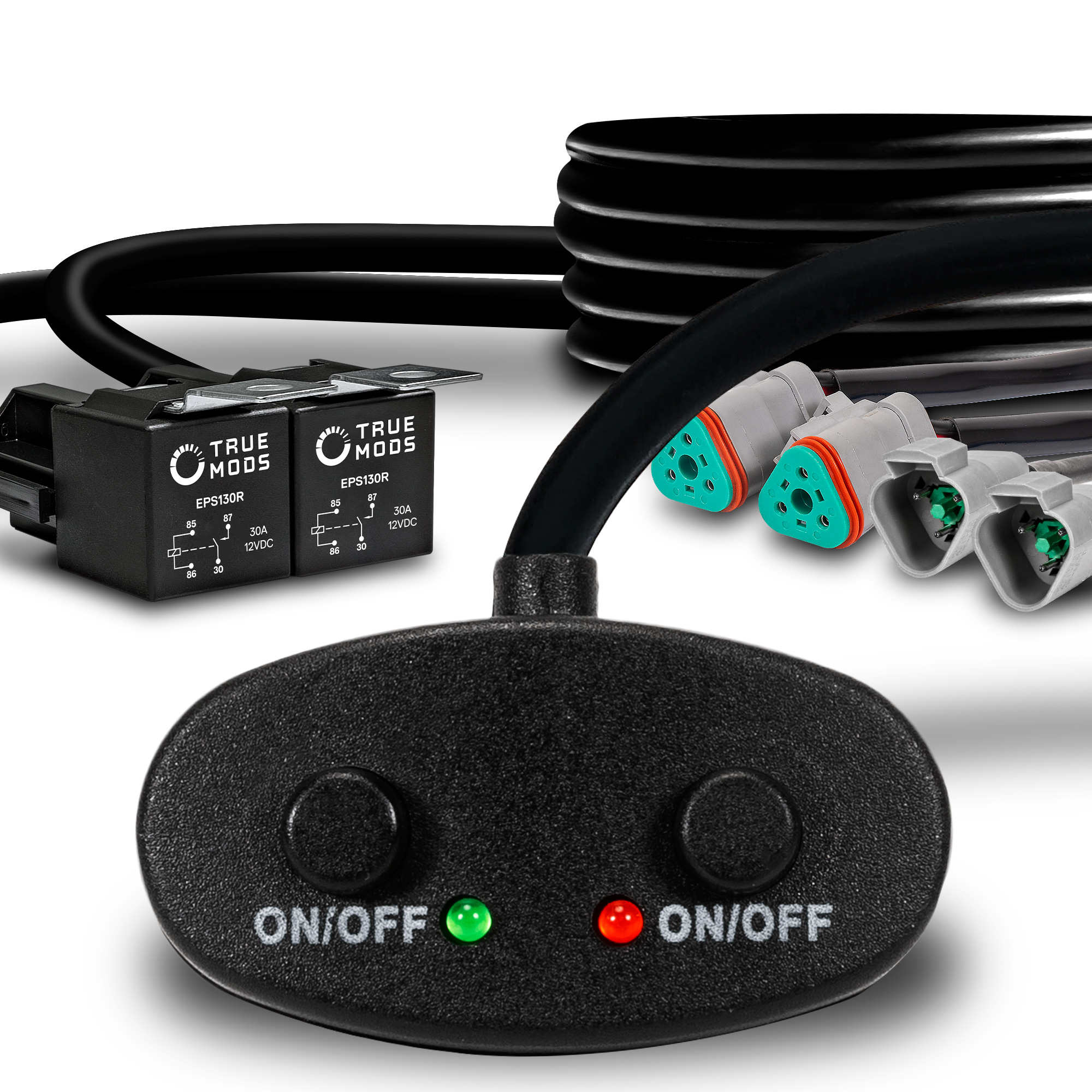 TRUE MODS LED Off Road Pod Work Light Wiring Harness Kit [2 On Off