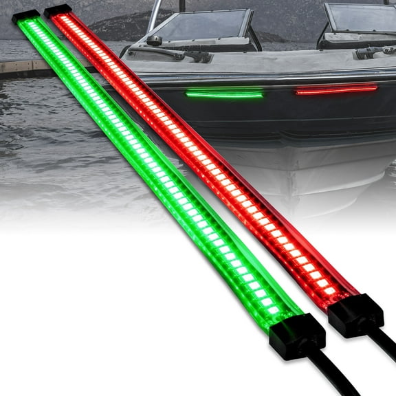 TRUE MODS Red Green LED Marine Navigation Light Strips [66/132 LEDs Per Strip] [Single/Dual Row] [IP68 Waterproof] [Flexible Housing] Bow Light for Kayak Pontoon Bass Fishing