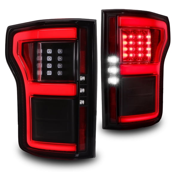 TRUE MODS Smoked Full LED Tail Light Assembly Replacement for 2018-2020 Ford F150 w/Stock LED Taillight & Blind Spot [DOT] XL XLT Lariat King Ranch Platinum Limited Raptor Rear Brake Turn Signal Lamp