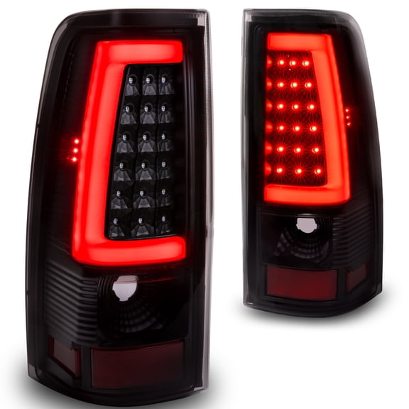 TRUE MODS Smoked LED Tail Light Assembly Replacement for 2003-2007 Chevy Silverado 1500 2500 3500 HD Aftermarket Custom Driver and Passenger Side Rear Brake Turn Signal Taillight Lamp Bulb