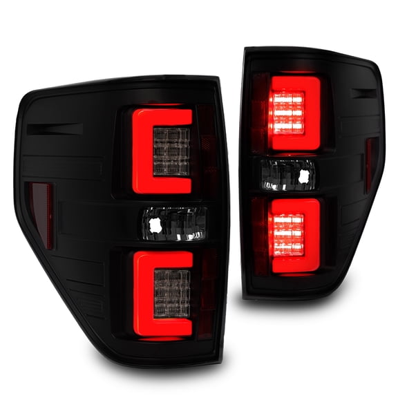 TRUE MODS Smoked LED Tail Light Assembly Replacement for 2009-2014 Ford F150 [DOT] XL STX XLT FX2 FX4 Lariat King Ranch Platinum Raptor SuperCab SuperCrew 4x4 Rear Brake Stop Turn Signal Taillight