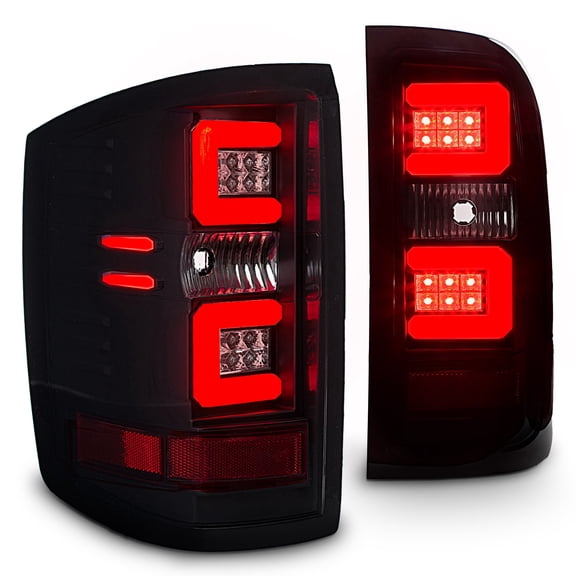 TRUE MODS Smoked LED Tail Light Assembly Replacement for 2016-2018 Chevy Silverado 1500 (16-18) 2016-2019 Silverado 2500 3500 HD (16-19) w/Stock LED Taillight Custom Rear Brake Stop Turn Signal Lamp