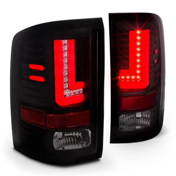 TRUE MODS Smoked LED Tail Light Assembly Replacement for 2016-2018 GMC Sierra 1500 w/ Stock LED Taillight [DOT] Aftermarket Custom Driver Passenger Rear Brake Stop Turn Signal Reverse Lamp