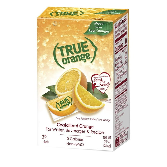 TRUE ORANGE Water Enhancer (32 Packets) Zero Calorie Water Flavoring