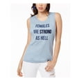 thumbnail image 1 of TRUE VINTAGE $34 Womens Blue Printed Crew Neck Graphic Sleeveless Top XS B+B, 1 of 2