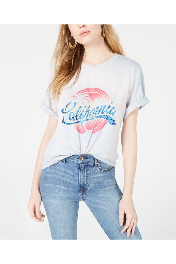 Womens Aqua Printed Short Sleeve Crew Neck T-Shirt Size: XS