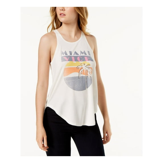 TRUE VINTAGE Womens Ivory Sleeveless Jewel Neck Top S