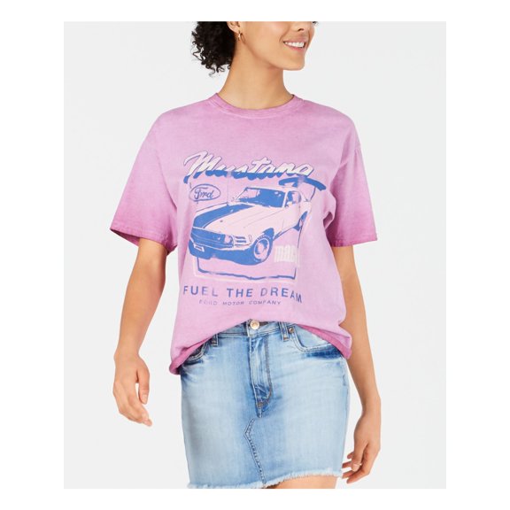 TRUE VINTAGE Womens Purple Printed Short Sleeve Crew Neck T-Shirt Size: M