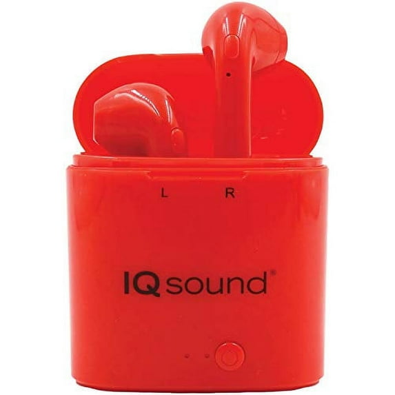 supersonic iq sound true wireless earbuds (red)