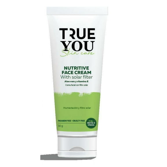 TRUE YOU Nutritive Face Cream UV Solar Filter with D-pantenol silk protein and Vitamin E Green 1.05 oz.