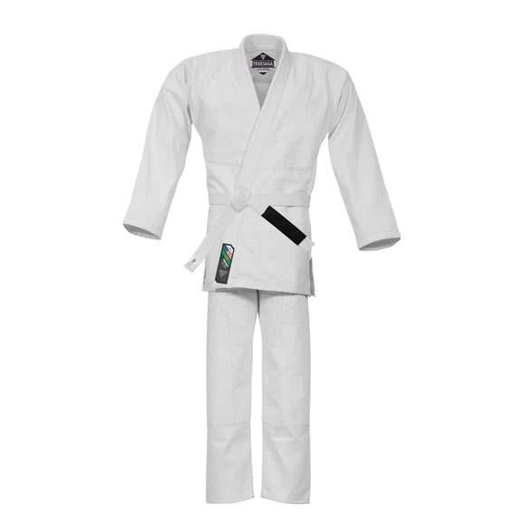 TRUESAGAUSA Regular Plain Jiu Jitsu Kimono Gi Uniform Deluxe BJJ Fabric With White Belt Kids & Adults Unisex (White, K-1)