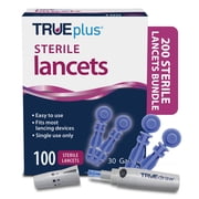 TRUEplus Lancets Bundle, 200 Sterile 30G Lancets, Lancing Device, Logbook