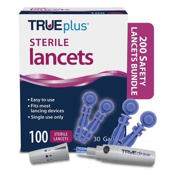 TRUEdraw® Lancing Device 2 x 100ct 30g TRUEplus® Lancets TRUEplus® Log Book