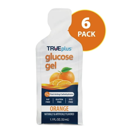 TRUEplus Glucose Gel, Orange Flavor - Gel Pouch - 6 Pack
