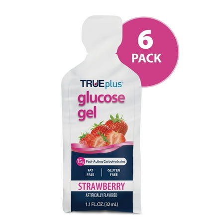 TRUEplus Glucose Gel, Strawberry Flavor - Gel Pouch - 6 Pack