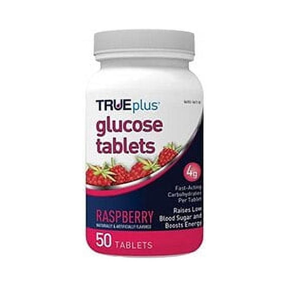 TRUEplus Glucose Tablets 4g Raspberry 50ct [ 3 Pack ] - Walmart.com