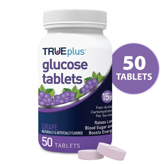 TRUEplus® Glucose Tablets, Grape Flavor - 50ct Bottle