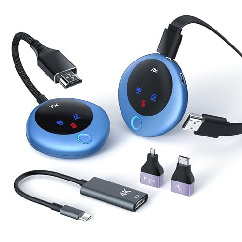 TRUFO WIRELESS HDMI TRANSMITTER AND RECEIVER, 4K DECODE 1080P OUTPUT - BLUE