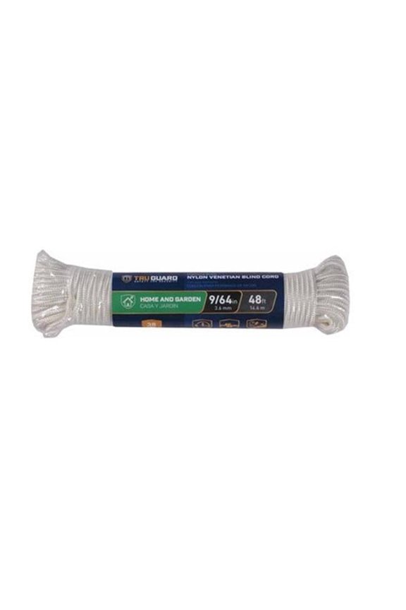 TRUGUARD Nylon Blind Cord Rope, Diamond Braid, White, 9/64-In. x 48-Ft.