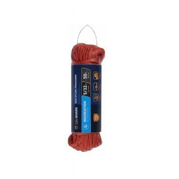 TRUGUARD Paracord 550 Nylon Rope, Red, 5/32-In. x 50-Ft.