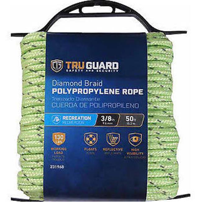 TRUGUARD Polypropylene Rope, Twisted, Reflective Lime Green, 3/8-In. x ...