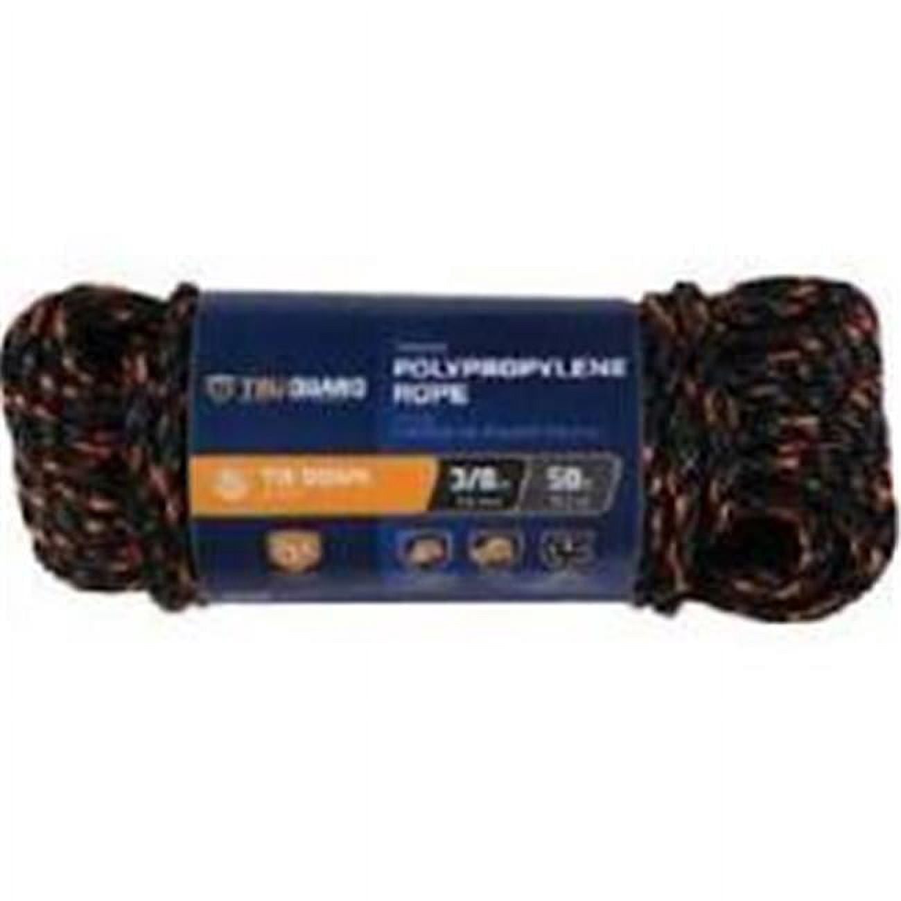 TRUGUARD Truck Rope, Twisted Polypropylene, Black & Orange, 3/8-In. x ...
