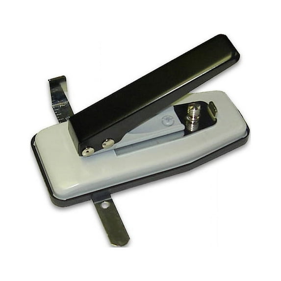 TRULAM Metal Slot Puncher for ID Card and Name Badge Holders - 1/8 Inch x 5/8 inch Slot Size - Adjustable Side Guide and Depth Margin - Grey and Black - 1/Pk