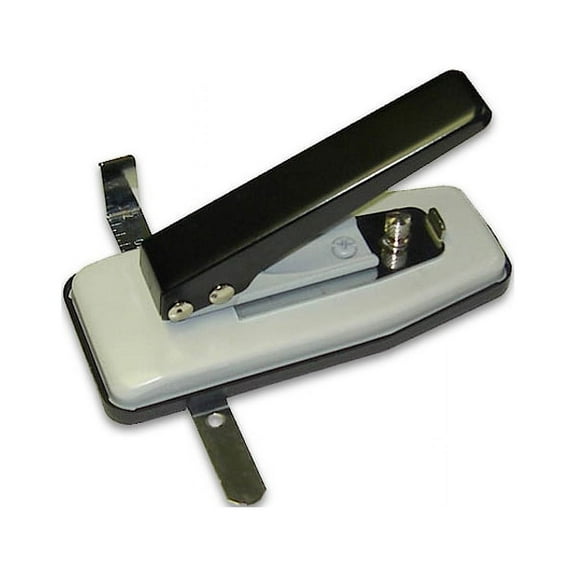 TRULAM Metal Slot Puncher for ID Card and Name Badge Holders - 1/8 Inch x 5/8 inch Slot Size - Adjustable Side Guide and Depth Margin - Grey and Black - 1/Pk