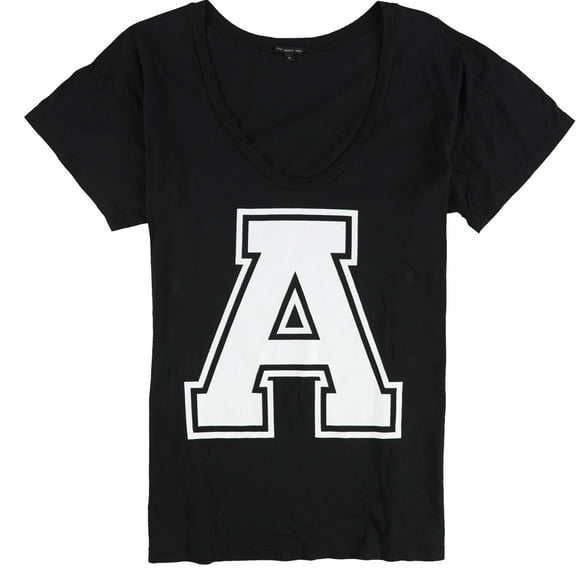 TRULY MADLY DEEPLY Womens A Graphic T-Shirt, Black, Large