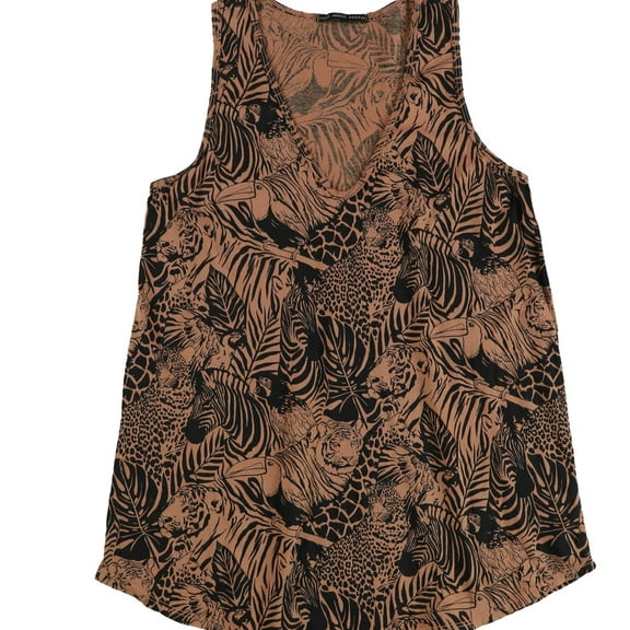 TRULY MADLY DEEPLY Womens Animal Tank Top, Orange, Small