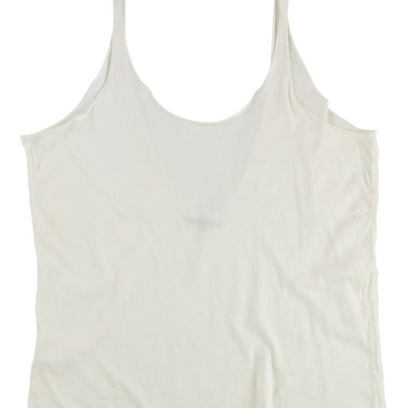 TRULY MADLY DEEPLY Womens Boxy Raw Edge Tank Top, White, Medium