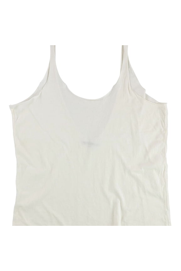 Womens Boxy Raw Edge Tank Top, White, Medium
