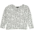 thumbnail image 1 of TRULY MADLY DEEPLY Womens Distressed Mixed Media Pullover Blouse, Grey, Small, 1 of 2