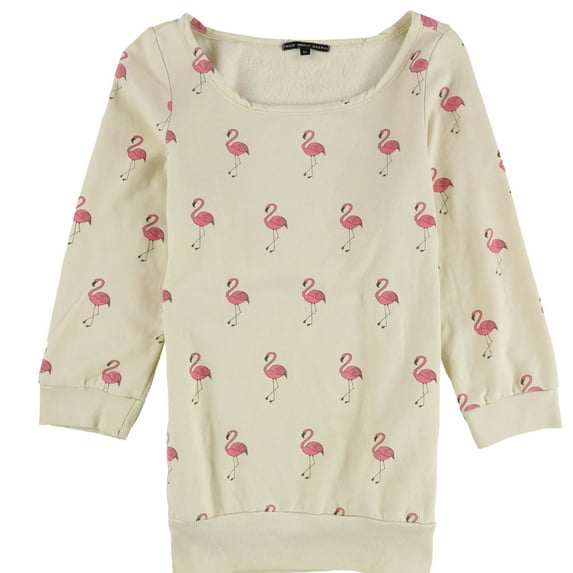 TRULY MADLY DEEPLY Womens Flamingo Sweatshirt, Beige, Medium